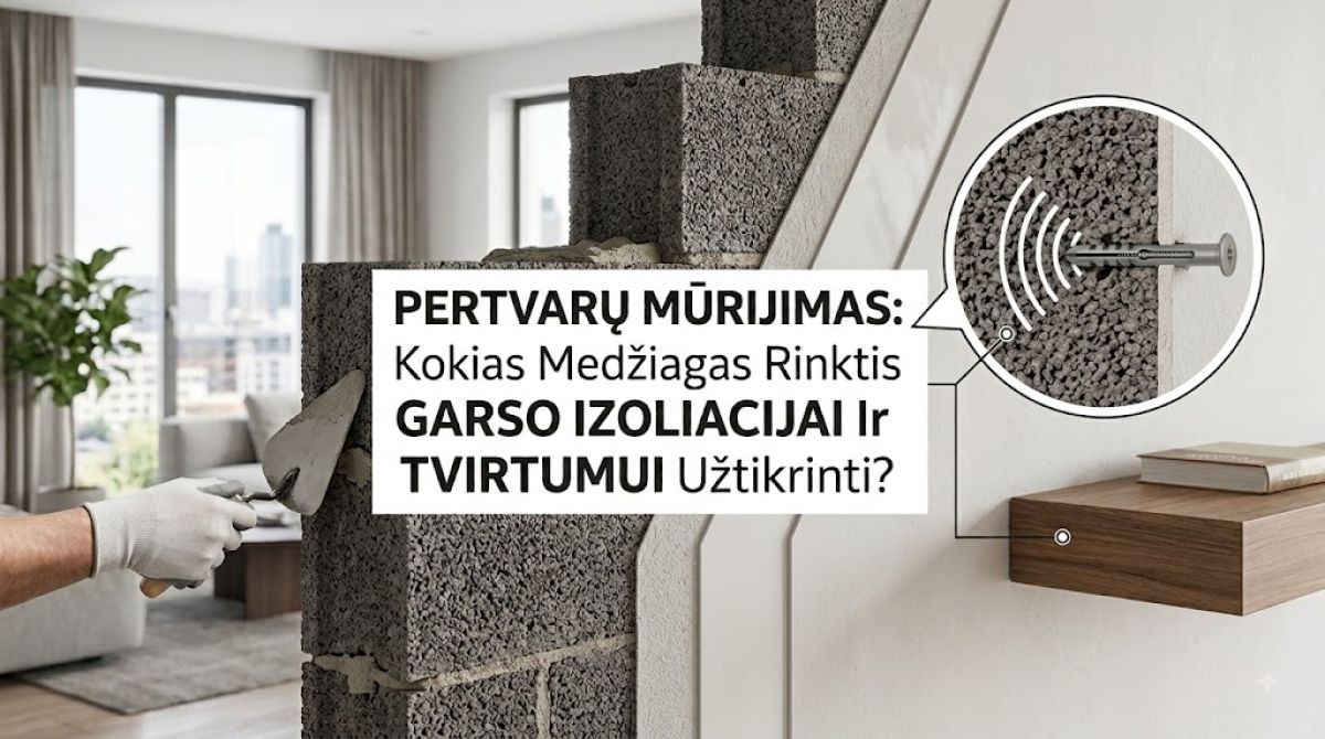 Pertvarų mūrijimas: kokias medžiagas rinktis garso izoliacijai ir tvirtumui užtikrinti?