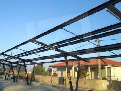 GINTARO MEDIS, UAB - metalinės modernaus dizaino stoginės su tento danga, pavėsinės su saulės jėgaine - projektavimas, gamyba ir įrengimas Klaipėda, Vakarų Lietuva