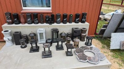 Vazos iš švediško, kareliško, suomiško, norvegiško granito