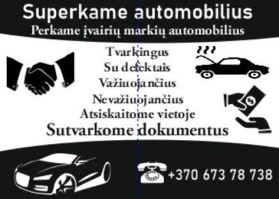 AUTOMOBILIŲ SUPIRKIMAS Kaune, Kauno apskrityje, Lietuvoje