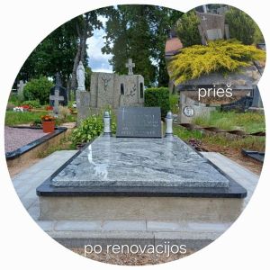 Kapavietės renovacijos darbai: pamatėlių betonavimas, dengimas plokšte, trinkelių klojimas